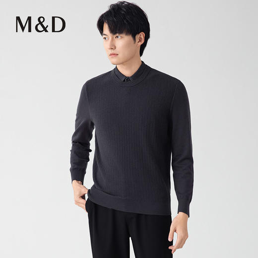 【名盾】秋冬长袖羊毛Polo衫，保暖透气，假两件设计，更具层次感和立体感M0CL32X51B 商品图1