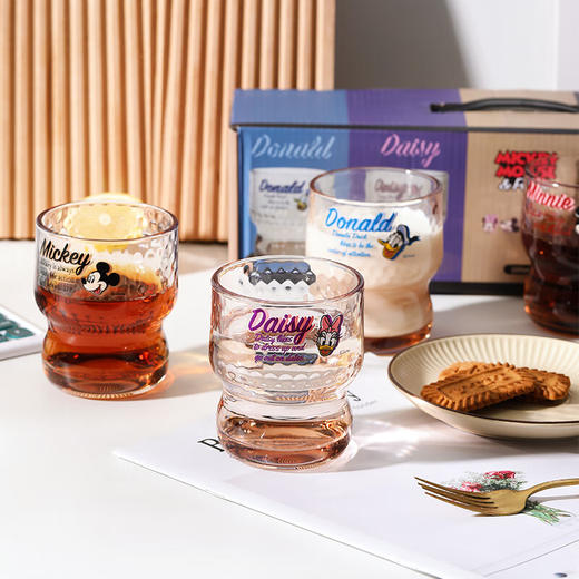DISNEY 迪士尼茶色复古锤纹玻璃杯4件套礼盒装 商品图1