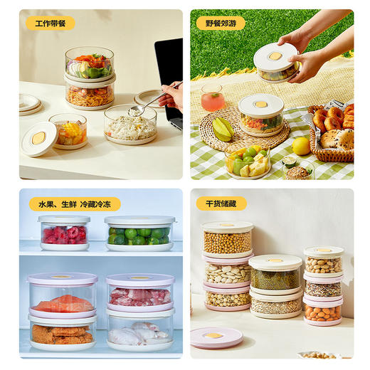 摩登主妇保鲜盒玻璃饭盒耐热便当盒学生上班族带饭微波炉碗密封盒 商品图3