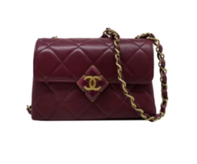 CHANEL香奈儿树脂玻璃与金色金属扣翻盖开合小羊皮 单肩斜挎包 迷你 女款 红色