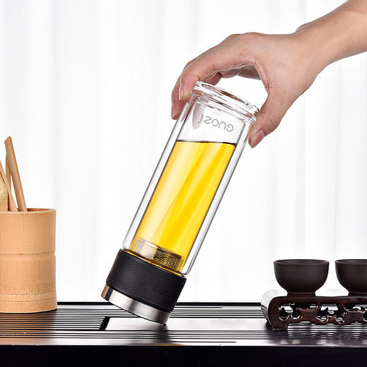 果兹 商务智能温显控茶杯便携玻璃杯 高硼硅玻璃水杯300ml GZ-S60 商品图3