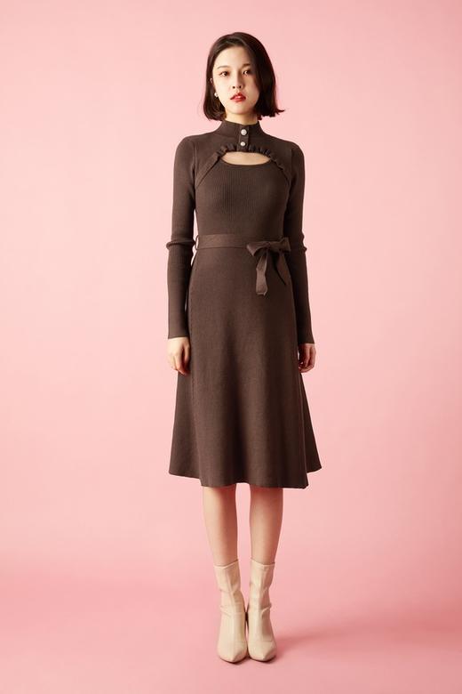 SIA SAYLOR 咖啡色修身针织连衣裙 10797 商品图1