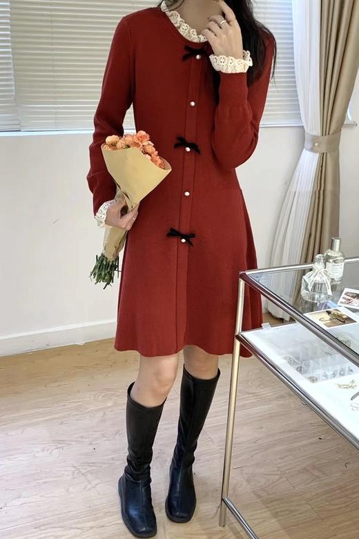 Stay2Weeks 红色氛围感蝴蝶结针织连衣裙 17783 商品图0