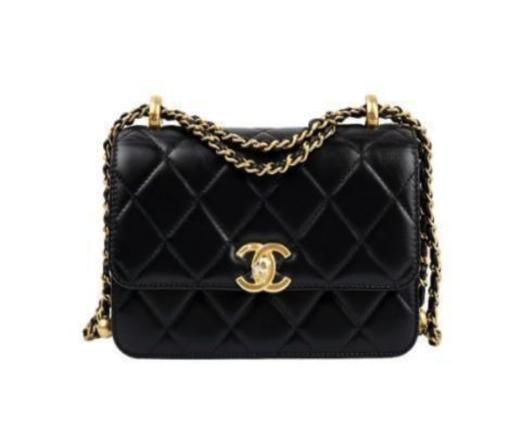 CHANEL香奈儿 19Bag  双金珠小金球链条肩带 牛皮 口盖包信封包单肩斜挎包 迷你女款 黑色 商品图0