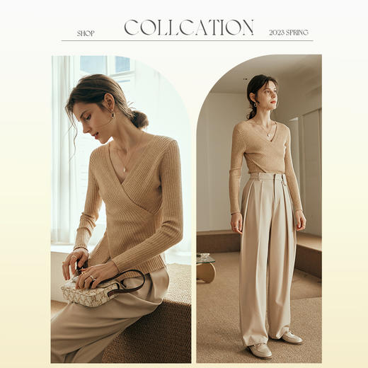 
OLrain欧芮儿纯色V领毛衣女秋季2024年新款修身不规则套头针织衫 商品图4