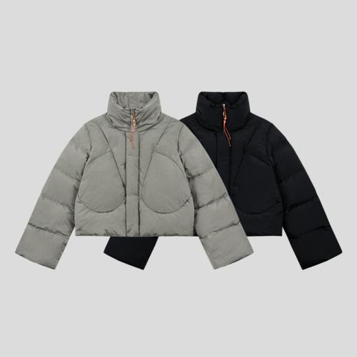 GOODBAI 916 不规则剪裁串珠穿绳拉链短款羽绒服 商品图1