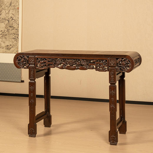 清 红木镶瘿木莲藕书卷式平头案 商品图4