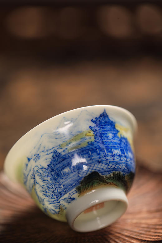 一儒堂青花山水对杯 商品图4