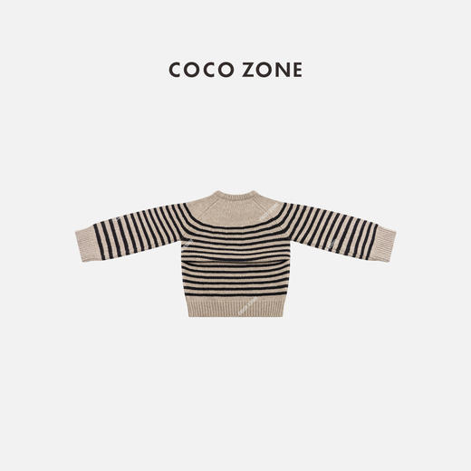 COCO ZONE 100绵羊毛条纹V领针织衫套头上衣CC1C2299 商品图1