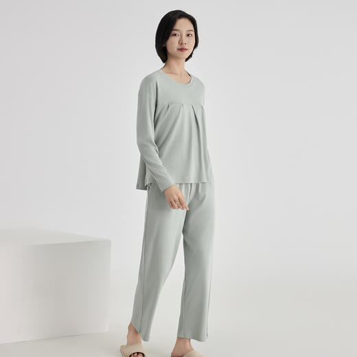 weyo秋冬家居服女舒感棉捏折圆领长袖套服50708 商品图3