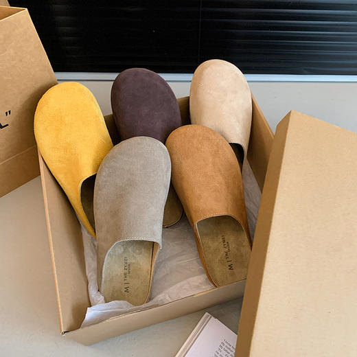 真皮包头博肯半拖鞋女外穿2024夏新款复古森系百搭透气厚底懒人鞋新款爆款小红书同款 商品图1