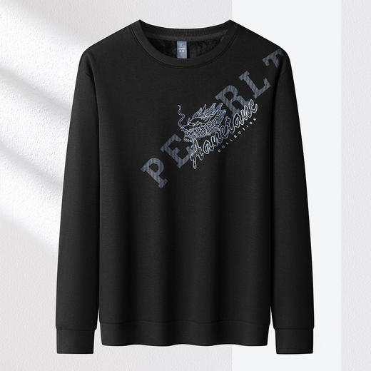 【加绒加厚】含桑蚕丝卫衣男加绒卫衣男烫钻图案男士卫衣男卫衣 商品图1