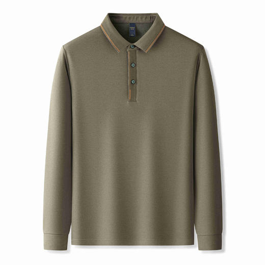 【羊毛蚕丝混纺 磨毛保暖】罗蒙秋冬男装长袖POLO衫男士商务休闲撞色领抗菌长袖t恤男 商品图6