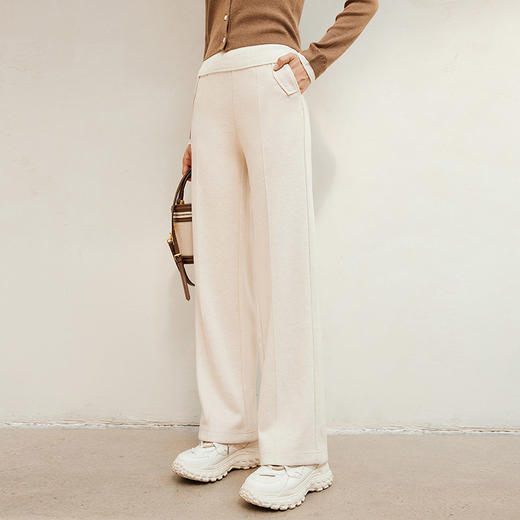 玳莎松紧腰头针织直筒裤女秋冬新款保暖舒适宽松纯色休闲裤  ED36305 商品图1