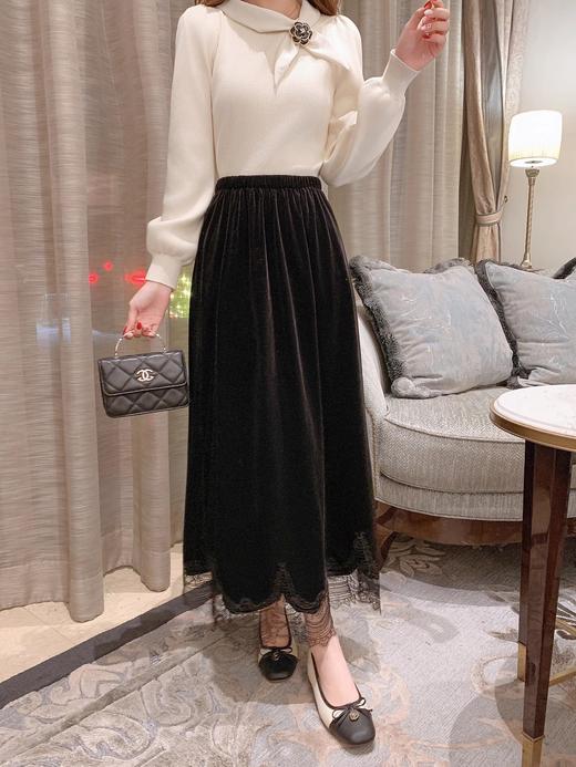 张心子【杜乐丽】miu小香风蝴蝶结系带针织衫女长袖修身上衣春秋 U2409030 商品图9