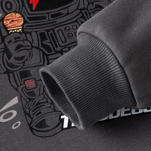 【加绒加厚 蚕丝混纺】罗蒙秋冬男装加绒保暖卫衣男士时尚胸花卫衣男套头T恤男 商品图6