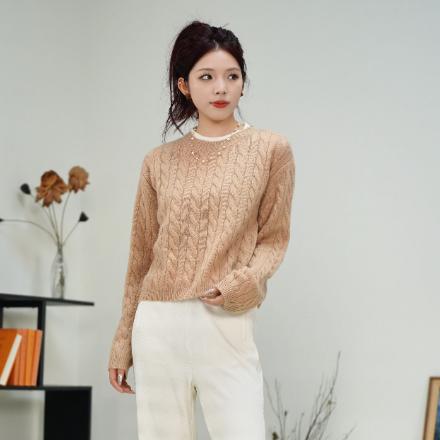 L1【积分兑换】【重磅福利】臣禾 100%山羊绒 E家同款 拼色麻花羊绒衫	JZ244090112  商品图6