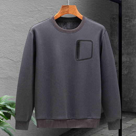 【加绒加厚 蚕丝混纺】罗蒙秋冬男装卫衣口袋款户外运动加绒卫衣男秋冬款加绒保暖男卫衣 商品图1