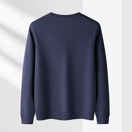 【加绒加厚 蚕丝混纺】罗蒙秋冬男装绣花胸标加绒卫衣男秋冬保暖男士卫衣加绒套头T恤 商品图1