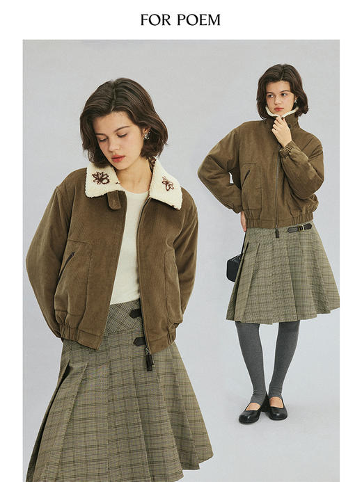 ForPoem 现货 24/FW原创设计抗风保暖夹棉灯芯绒毛领外套夹克 商品图0