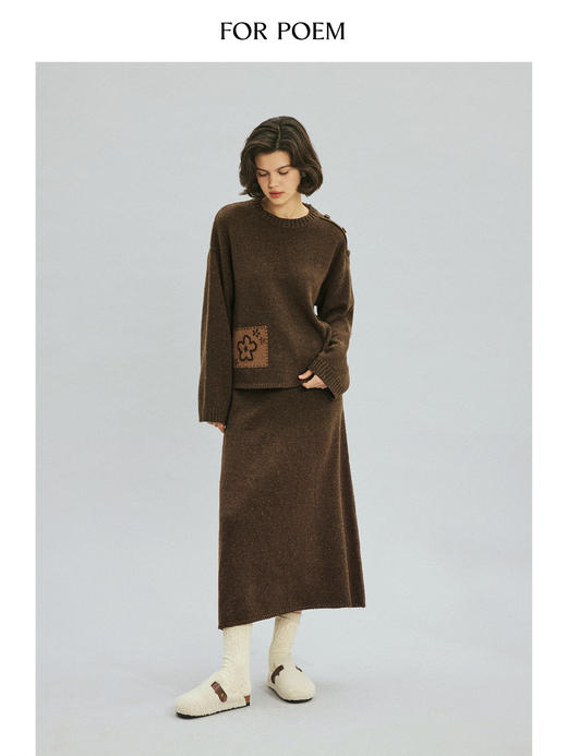 ForPoem 现货 24/FW原创设计贴布装饰羊毛彩点针织套装 商品图2