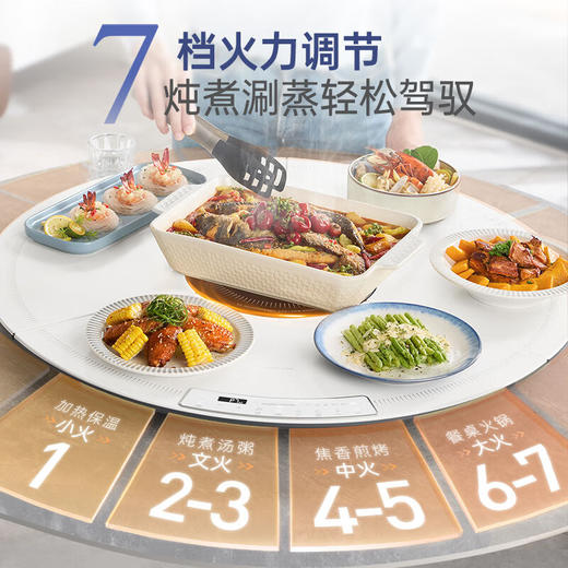 摩飞电器（Morphyrichards）三折叠暖菜板饭菜保温板 家用圆形多功能火锅电陶炉餐桌加热转盘桌面暖菜垫保温垫热菜板MR8307 商品图4