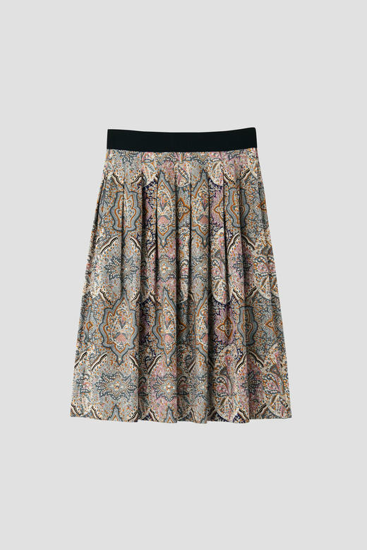 Margaret Howell 24AW 日版青粉色佩斯利纹印花棉宽褶半裙 商品图11