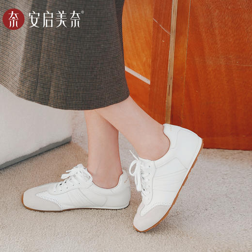 ARCHCONTACT安启美奈时尚百搭真皮软底德训鞋52980 商品图1