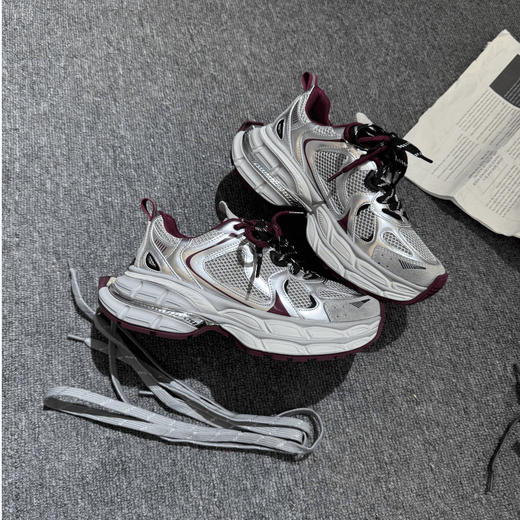 欧洲站厚底真皮时尚老爹鞋女2024新款百搭休闲鞋厚底增高银灰色运动潮鞋女新款爆款小红书同款 商品图2