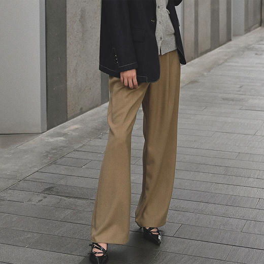 【顺丰包邮】01605 洛诗琳腰带西装直筒麻感纹理宽松显瘦西裤4334 商品图0