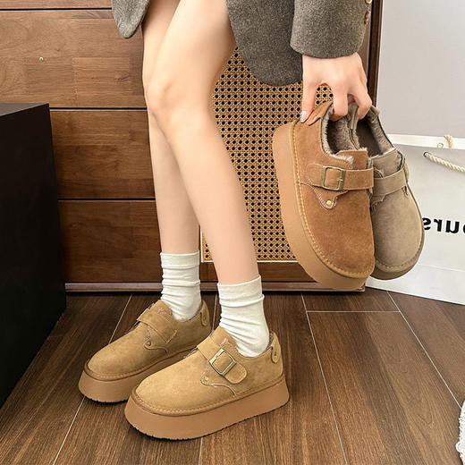 厚底雪地靴女加绒加厚2024冬季新款复古美拉德保暖系圆头勃肯棉鞋新款爆款小红书同款 商品图3