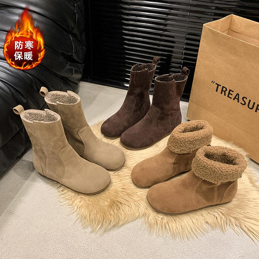 平底超迁复古马丁靴女鞋2024新款春秋冬季韩版及裸靴套筒小短靴子新款爆款小红书同款 商品图3