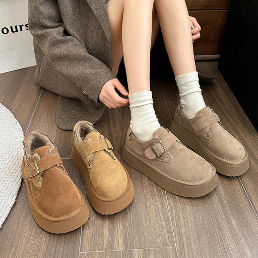 厚底雪地靴女加绒加厚2024冬季新款复古美拉德保暖系圆头勃肯棉鞋新款爆款小红书同款 商品图1