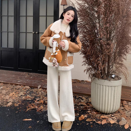 SUY15632024杭产冬季韩版加厚保暖两面穿羊羔毛外套女宽松皮毛一体上衣潮 商品图0