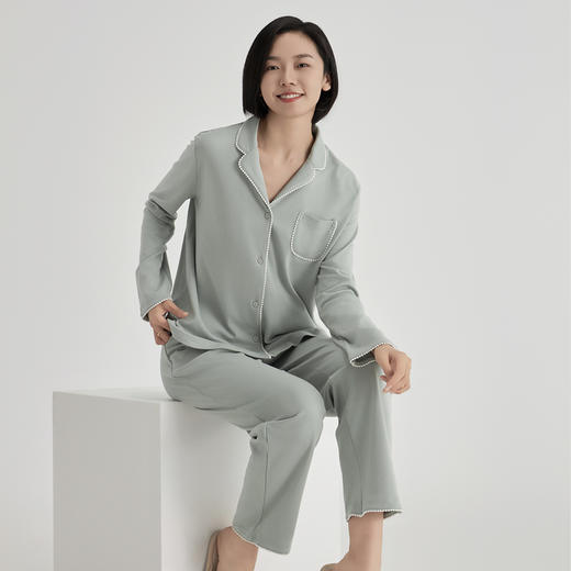 weyo秋冬家居服女舒感棉包边口袋长袖套服50712 商品图2