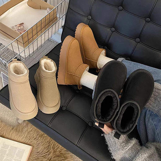 厚底雪地靴女款新款女鞋加绒加厚保暖防滑短筒雪地鞋棉鞋新款爆款小红书同款 商品图3