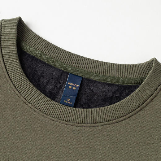 【加绒加厚 蚕丝混纺】罗蒙秋冬加绒保暖卫衣男士时尚潮流胸花卫衣男套头T恤 商品图5