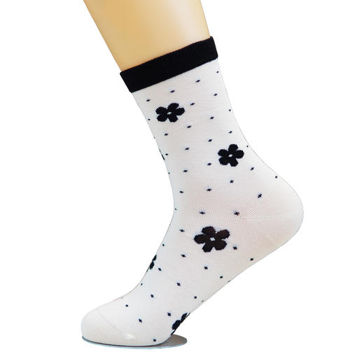 【59元3双】【1双装】女丨碎花圆点时尚女袜中长筒黑白袜子四季棉袜女士袜子棉袜【2412518】 商品图5