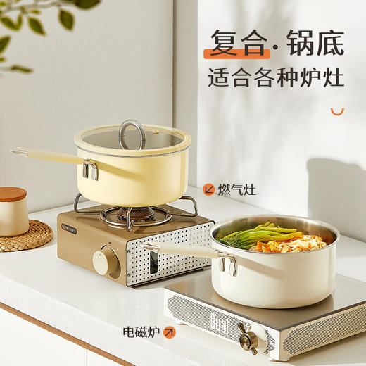 kimscook无涂层316L小奶锅不锈钢陶瓷宝宝辅食锅热奶锅汤锅泡面锅 商品图5