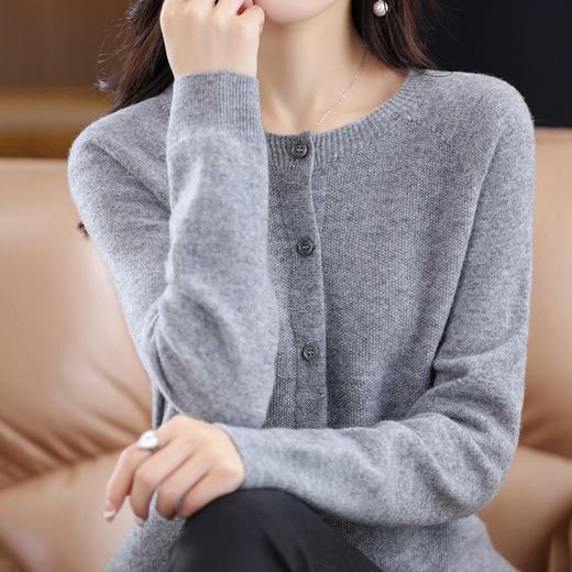 JY675开衫女式针织衫圆领新款春秋韩版宽松毛衣外套时尚桂花针外搭上衣 商品图1