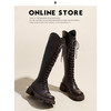 绑带长筒靴女2024秋冬加绒显瘦粗跟厚底棕色V口高筒靴长靴骑士靴新款爆款小红书同款 商品缩略图1