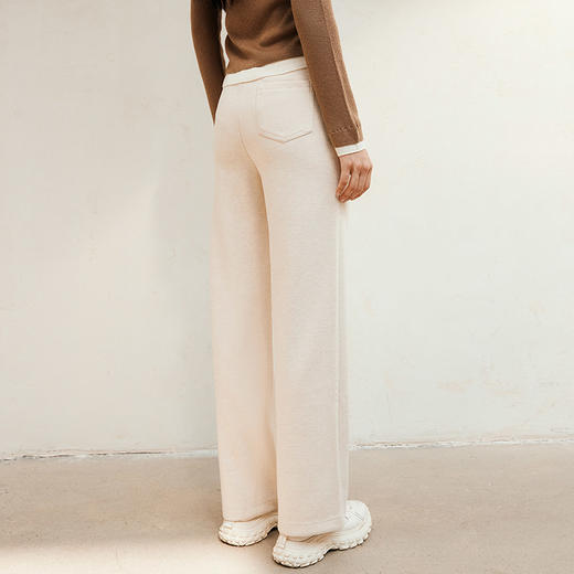 玳莎松紧腰头针织直筒裤女秋冬新款保暖舒适宽松纯色休闲裤  ED36305 商品图3