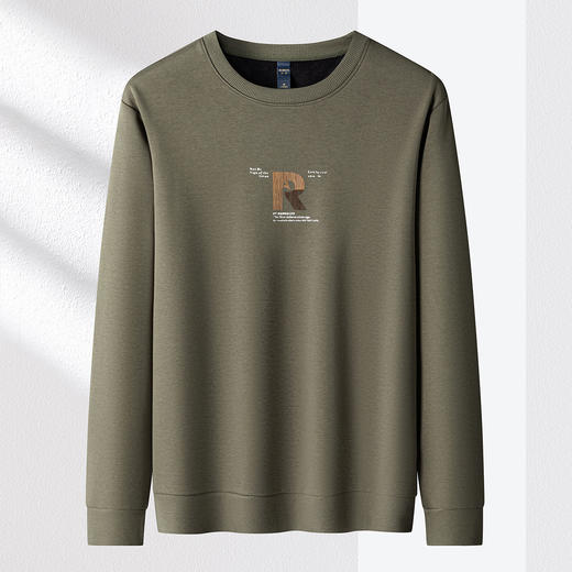 【加绒加厚 蚕丝混纺】罗蒙秋冬加绒保暖卫衣男士时尚潮流胸花卫衣男套头T恤 商品图13