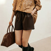 玳莎松紧腰仿皮短裤女2024年冬季新款百搭复古显瘦A字阔腿裤子  ED36102 商品缩略图3