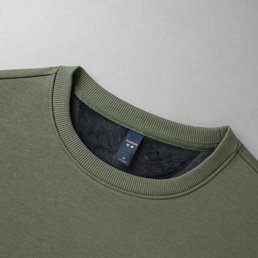 【加绒加厚】罗蒙秋冬男装桑蚕丝混纺加绒保暖卫衣男士加绒套头圆领T恤 商品图3