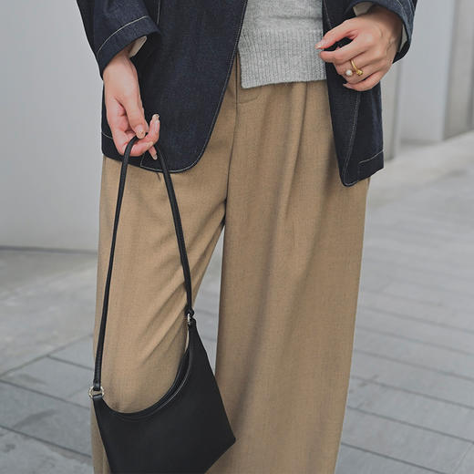 【顺丰包邮】01605 洛诗琳腰带西装直筒麻感纹理宽松显瘦西裤4334 商品图4