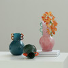 轻奢风双耳磁粉手工双色花纹大肚瓶餐桌玄关软装台面装饰彩色花瓶 商品缩略图1