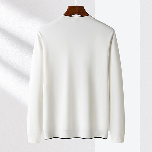 【提花面料】罗蒙春秋男装卫衣时尚胸花t恤男长袖t恤男士休闲百搭打底t恤 商品图2
