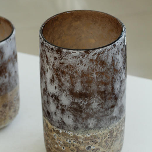 碧轩手工艺术玻璃花瓶客厅软装样板房干花插花做旧复古直筒花瓶 商品图3