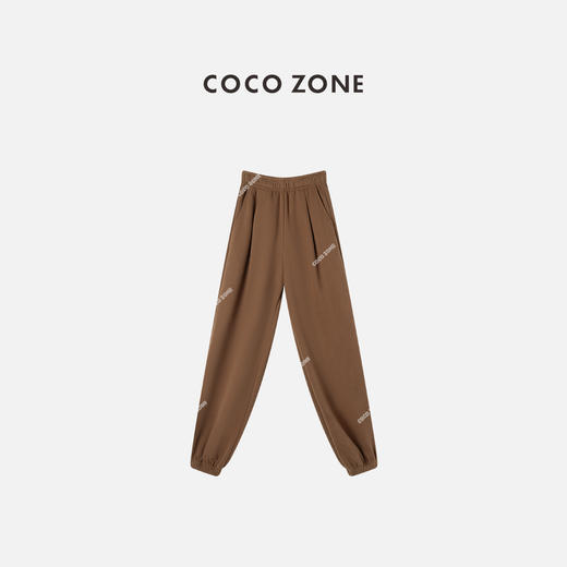 COCO ZONE 复古松紧腰休闲裤纯色显瘦百搭束脚裤CC1C2182 商品图0